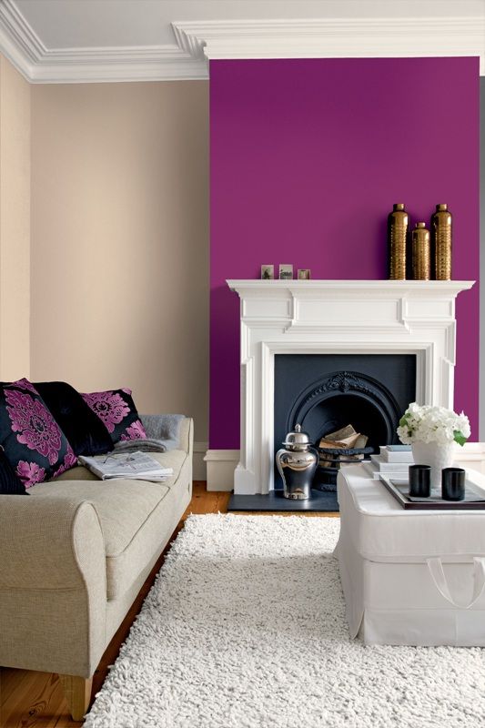 purple alcove wall in a cream room looks refreshing and lively