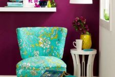 24 purple accent wall for a girlish reading nook