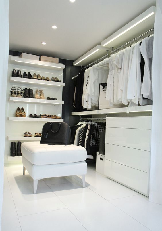 add lights to a white closet to make it brighter