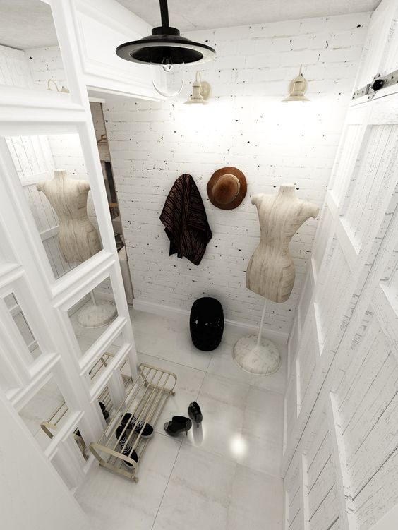 girlish entryway with whitewashed bricks for a shabby chic touch