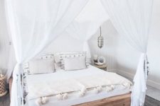 27 boho-inspired bedroom with crispy white curtains