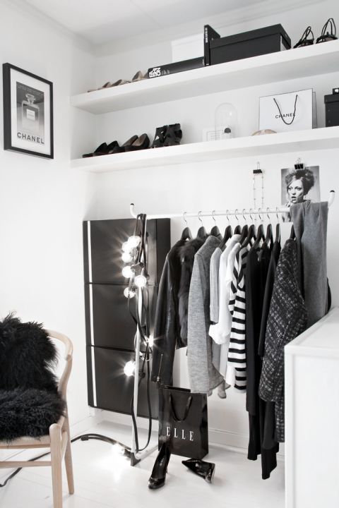 garlands will give additional light to your small closet