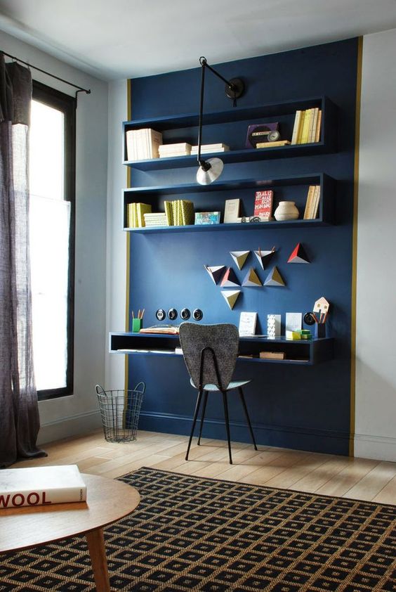 navy accent wall show off the home office nook