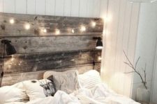 31 light up reclaimed wood headboard makes the bed cozier