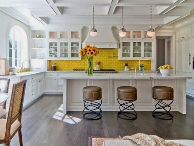 make your kitchen stand out and raise your mood with a sunny yellow kitchen backsplash