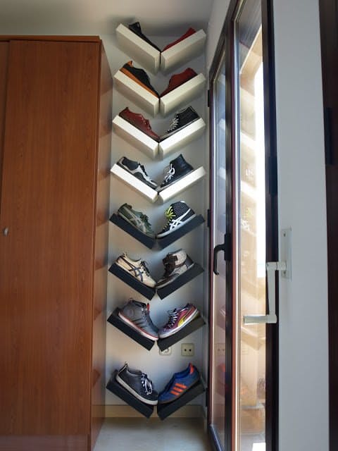 shoe storage for a small space with Lack shelves