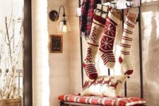 36 oversized knit stockings in red and white