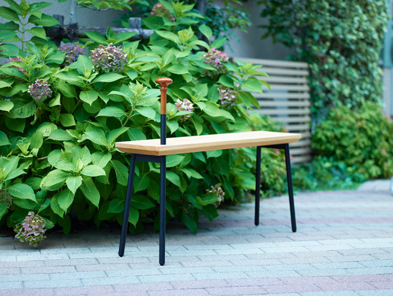 Dozo Benches With Integrated Wooden Canes