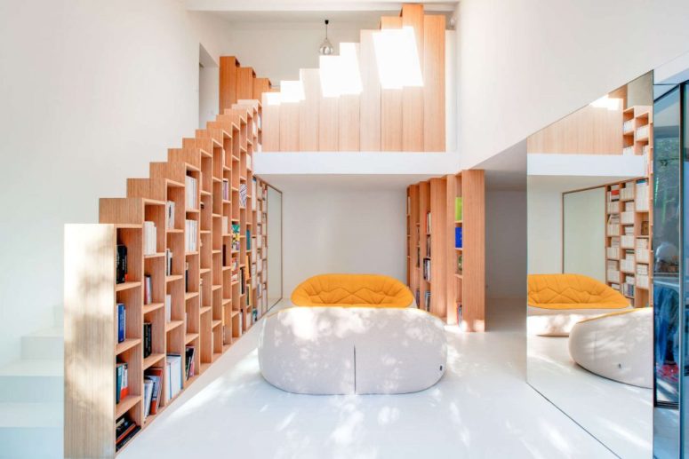 Gleaming And Creative Bookshelf House In Paris