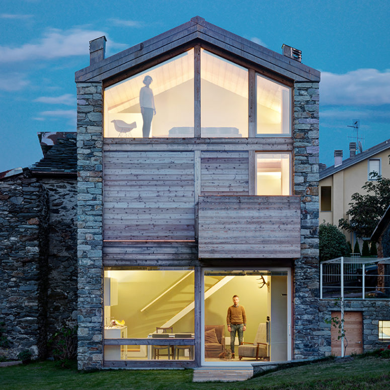 It was a restoration of stone ruins, and the house was turned into a modern mountain cottage
