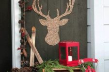 02 barnwood sign with a deer silhouette made of cork