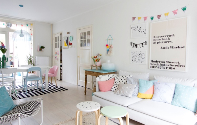 Pastel touches make the room cozier, comfier and more inviting