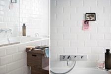 03 Trendy subway tiles were taken in white to keep the space light