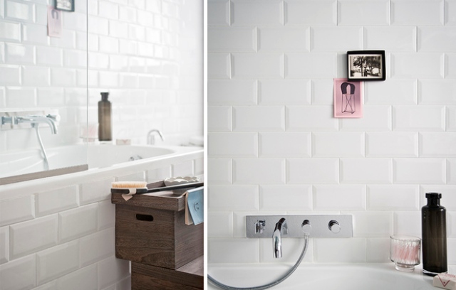 Trendy subway tiles were taken in white to keep the space light