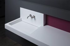 04 W-Slot is a sleek minimalist white sink with no visible drainage