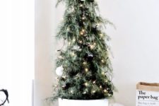 06 cedar Christmas tree with black and white ornaments