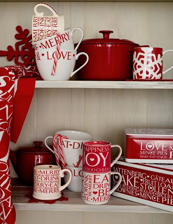 red and white mugs and tins wwill be amazing for Christmas or Valentine's Day