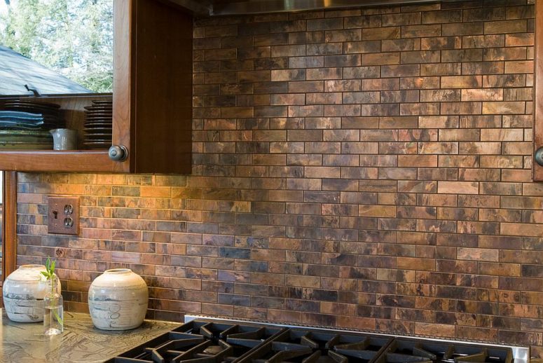 copper tiles reminding of bricks