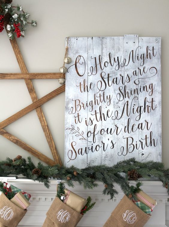 whitewashed pallet sign with calligraphy