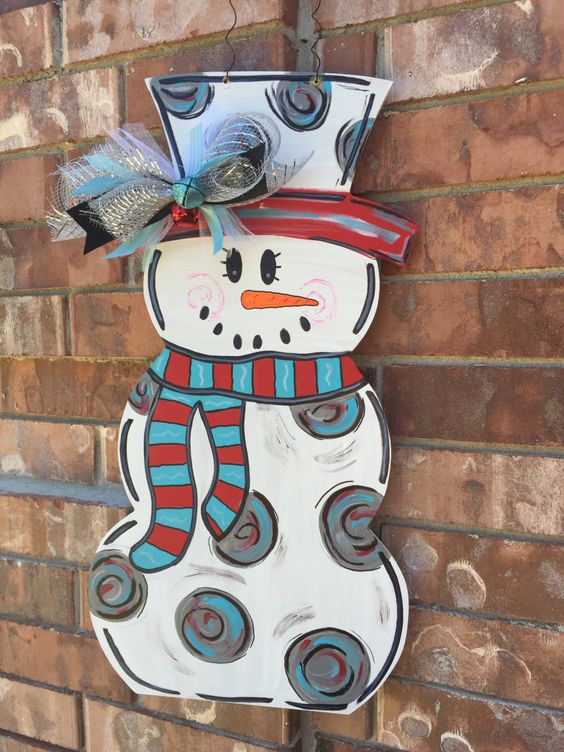 painted snowman door hanger