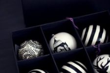 13 black and white Xmas baubles