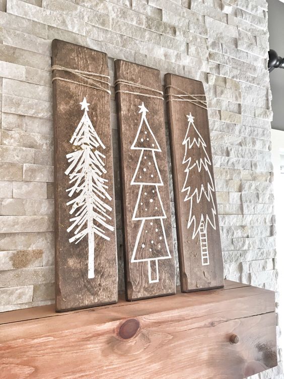 rustic white winter signs for mantel decor