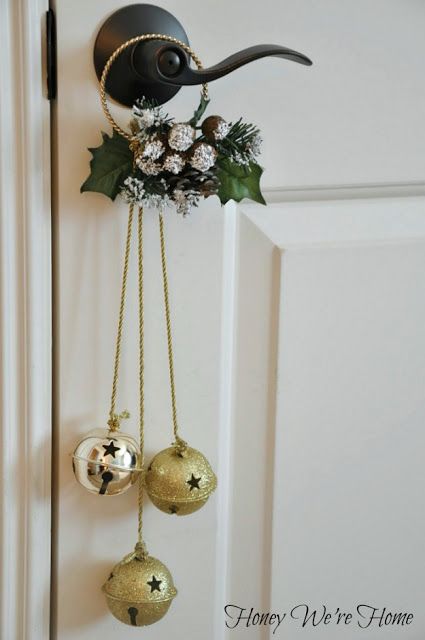 jingle bell door hanger with glitter and metallic bells