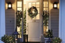 16 natural evergreen garlands, wreaths and trees with lights