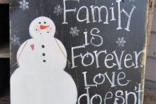 17 simple and primitive snowman sign on reclaimed wood