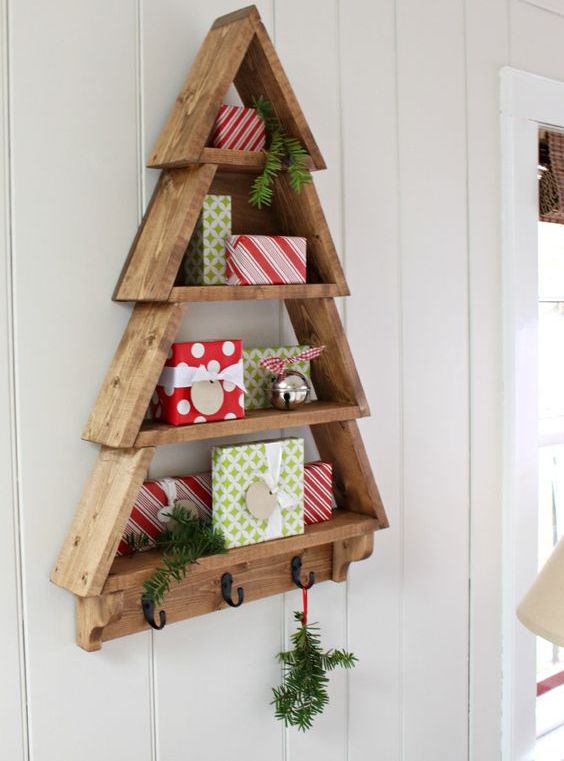 a wall tree that doubles as a shelf is a cool idea