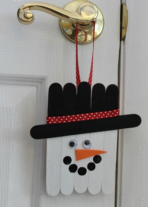 DIY popsicle stick snowman hanger can be easily made by you and your kids