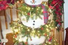 20 large snowman with fir branches and lights
