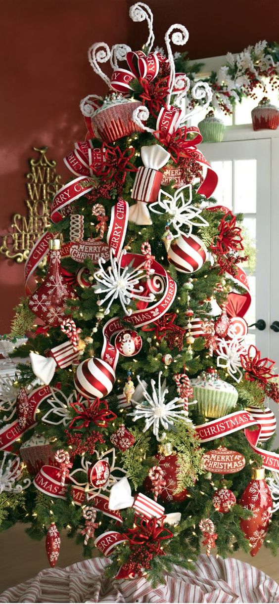 whimsical red and white Christmas decorations