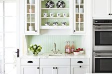 21 pastel green is among the most popular colors for beadboard backsplashes