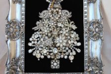 22 framed Christmas tree of vintage brooches will be a nice art for the holidays