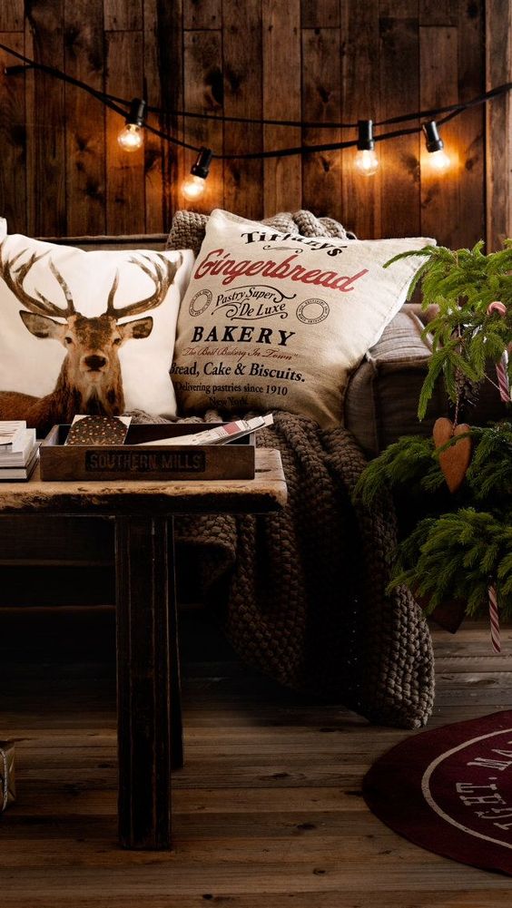 moody rustic Christmas decor with industrial touches
