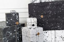 22 splatter black and white gift wrapping is unusual