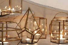23 copper geometric candle lanterns