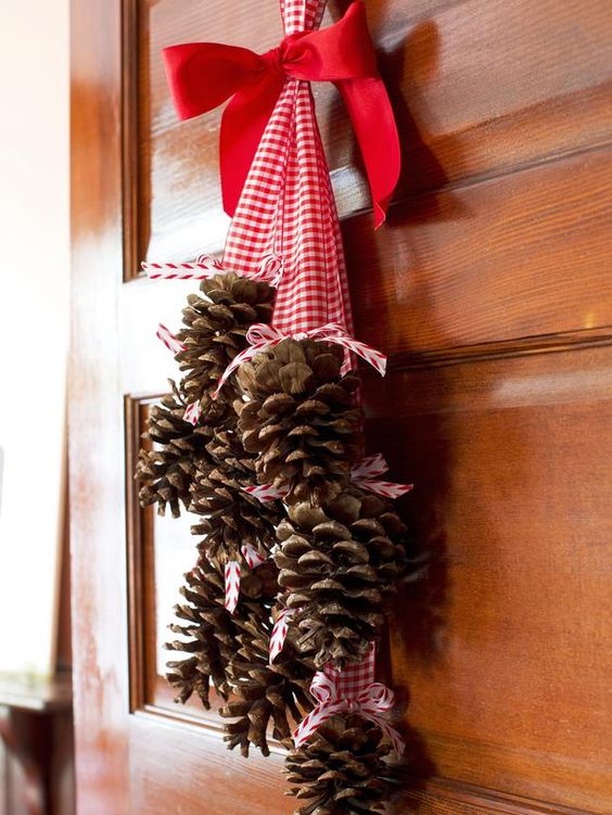 gather pinecones in your yard and add a chunky ribbon.