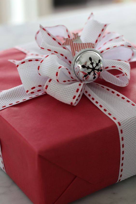 red and white Christmas gift packing
