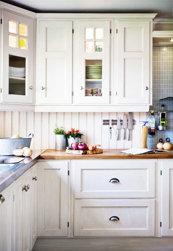 beadboard backsplash is susceptible  to dirt, grime, grease and food particles