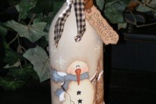 26 beautiful snowman-decorated bottle can be used as a decoration or a vase