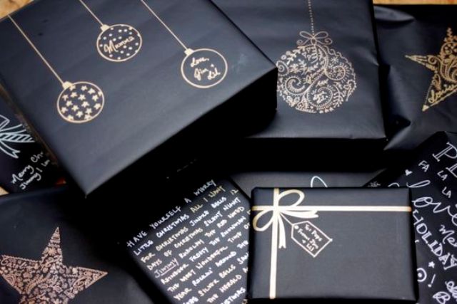 use metallic sharpies on black gifts wrappings