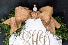 30 carved monogram into a rustic wood Christmas ornament
