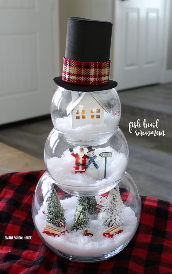 fish bowl snowman can be easily made by yourself