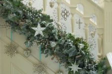 32 lush evergreen garland and silver ornaments