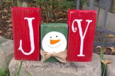 34 snowman blocks with JOY letters
