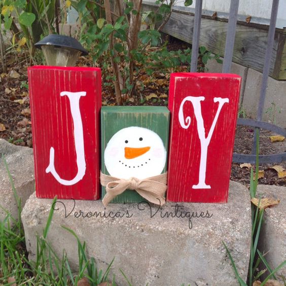 snowman blocks with JOY letters