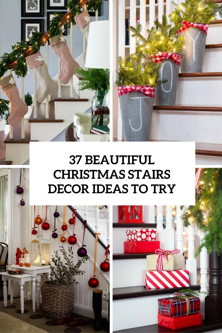 beautiful christmas stairs decor ideas to try