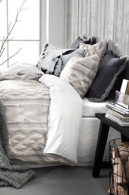 neutral bedding is ideal for winter, it makes you feel cozy